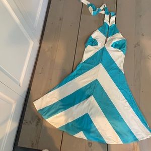 Rugby by Ralph Lauren Blue + White Halter Dress